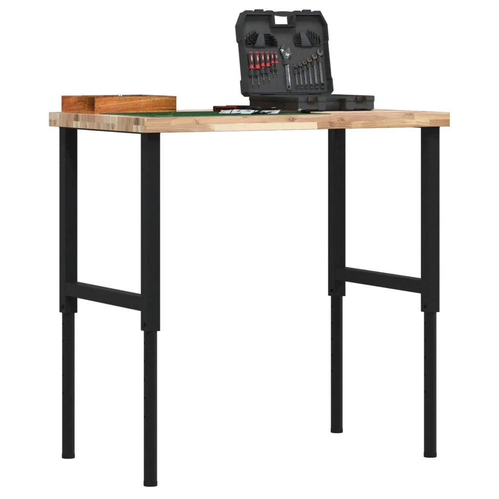 vidaXL Banco Lavoro 100x60x(73-99,5) cm Legno di Acacia Rettangolare
