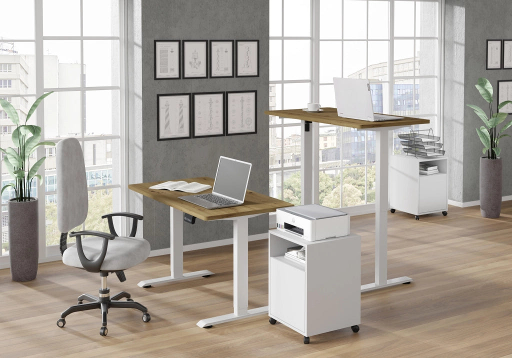 SCRIVANIA BIMOTION 1P BIANCO OPACO ROVERE ARTIGIANALE 120x65