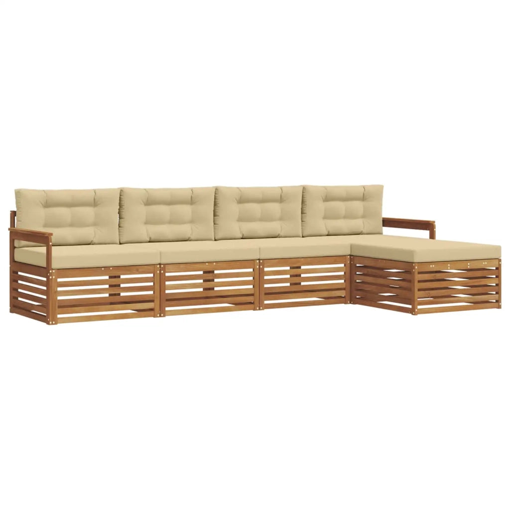 Set di divani da esterno con cuscino 5 pcs Naturale e Beige