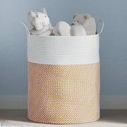 Cestino Portaoggetti Marrone e Bianco Ã˜38x46 cm in Cotonecod mxl 108666