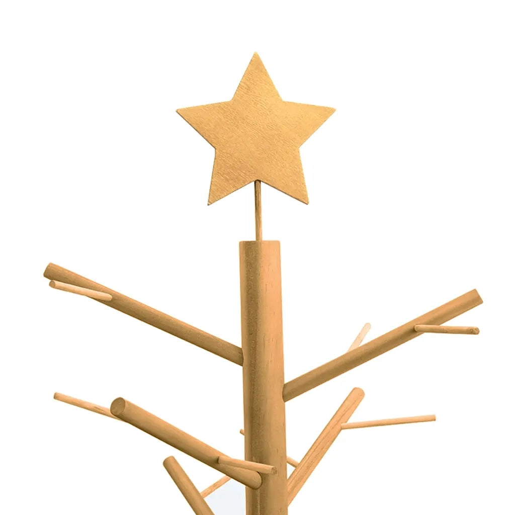 Albero di Natale in legno con supporto Marrone 125 cm 42018060