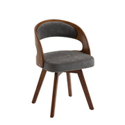 Sedia da pranzo girevole 360° con schienale ergonomico e seduta imbottita - in lino grigio