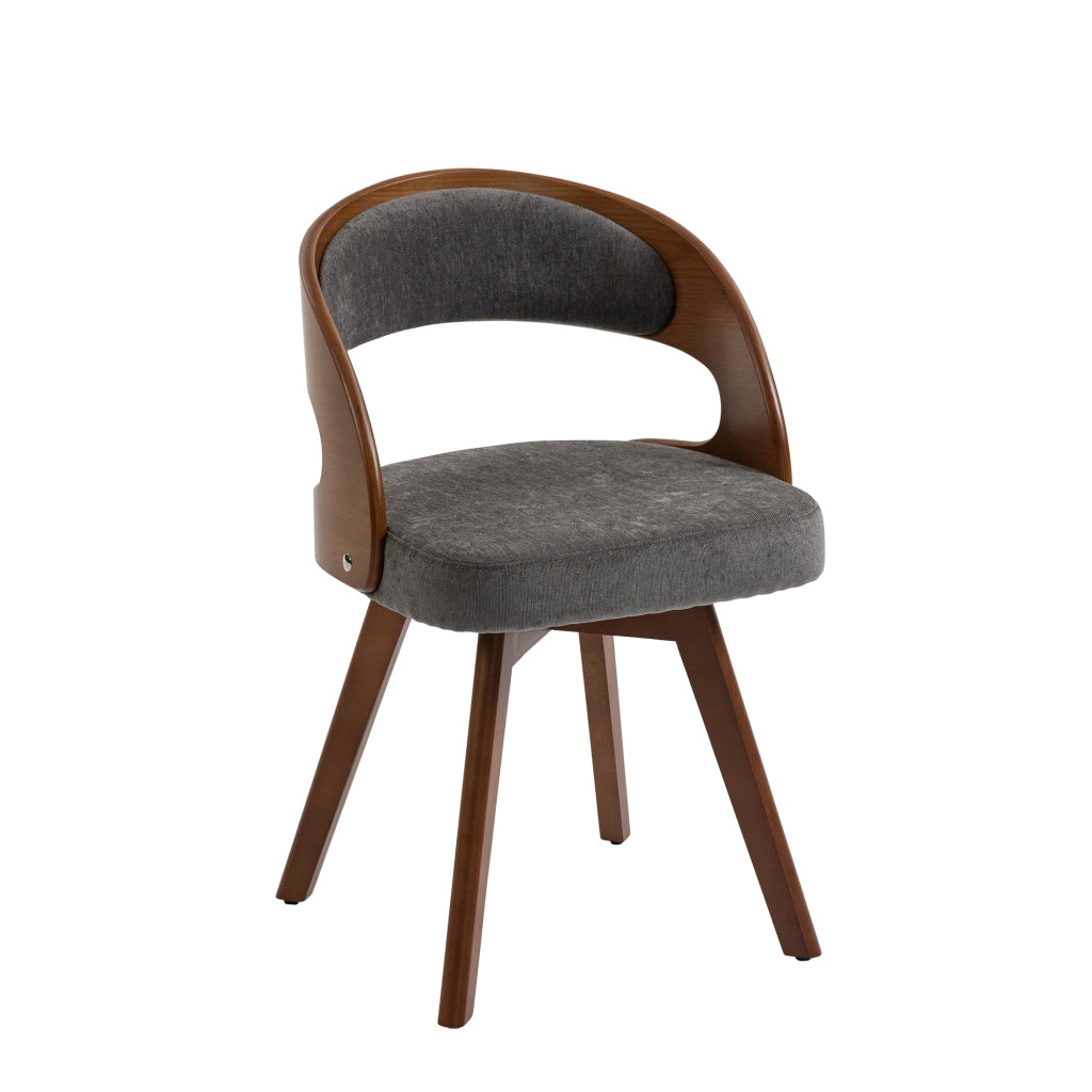 Sedia da pranzo girevole 360° con schienale ergonomico e seduta imbottita - in lino grigio