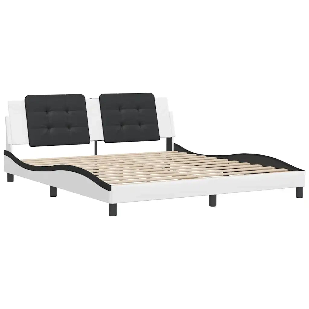 Giroletto senza Materasso Zadar Bianco e Nero 180x200 cm in Similpelle 3208204