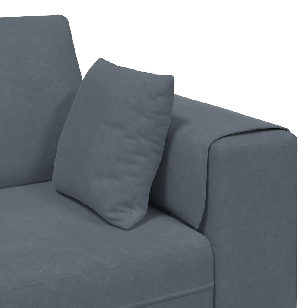 vidaXL Divano in Velluto con cuscino 3 pcs Grigio scuro 208 cm Velluto