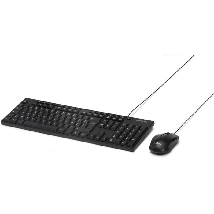 Pacchetto tastiera e mouse - BLUESTORK - MEDIA OFFICE - Cablato - Azerty - Compatibile con Windows - Nero