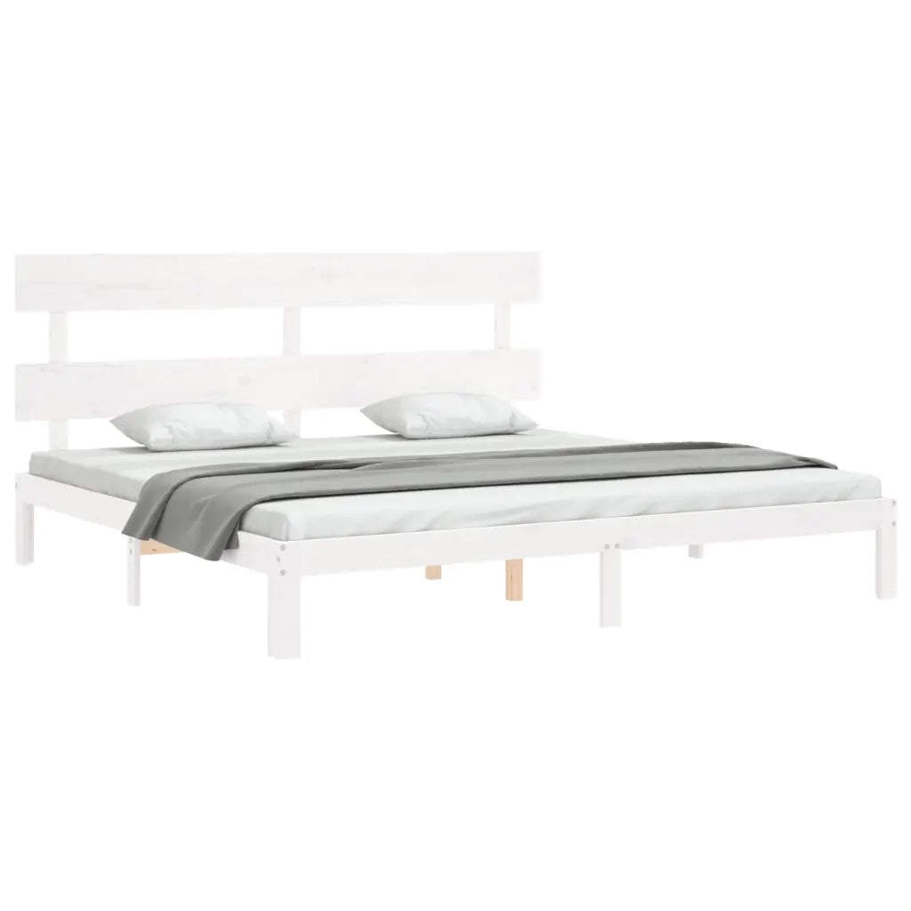 Giroletto senza Materasso Bianco 200x200 cm Legno Massello Pino
