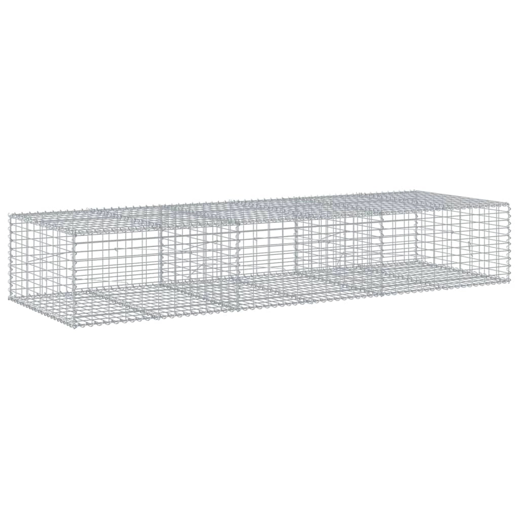 Gabbione recinto a gabbia muro di contenimento con coperchio 300 x 100 x 50 cm ferro zincato argento 02_0040152