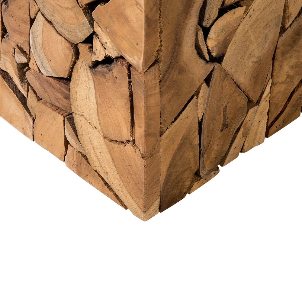 Tavolino in Legno di Teak Marrone Chiaro a Mosaico 30 x 30 cm tavolo laterale stile rustico