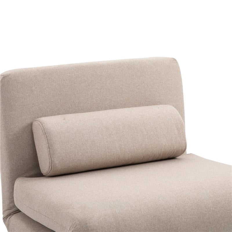 POLTRONA LETTO SINGOLO CON MATERASSO E CUSCINO IMBOTTITO TELAIO IN METALLO BEIGE