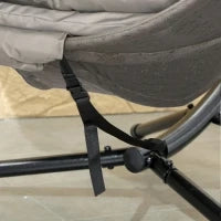 Sedia a dondolo da giardino, Sedia a Cestino, Stile boho, 116 x 125 x 172 cm, Sabbia e Nero
