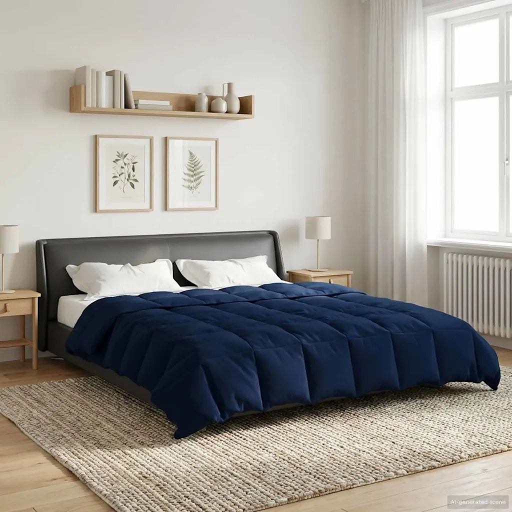 Duvet Invernale Trapuntato Blu Scuro 220 x 260 cm Microfibra 42026143