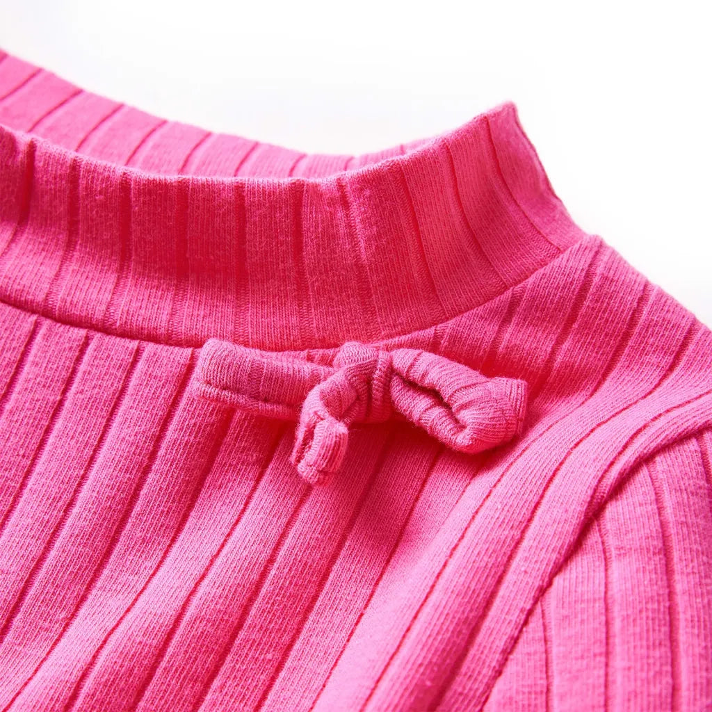 Maglietta da Bambina a Maniche Lunghe a Costine Fucsia 116 13841