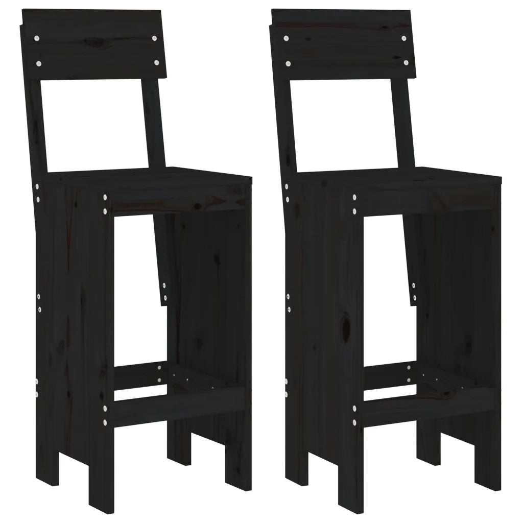 Set Bar da Giardino 3 pz | Set Salotto da Giardino Nero in Legno Massello di Pino