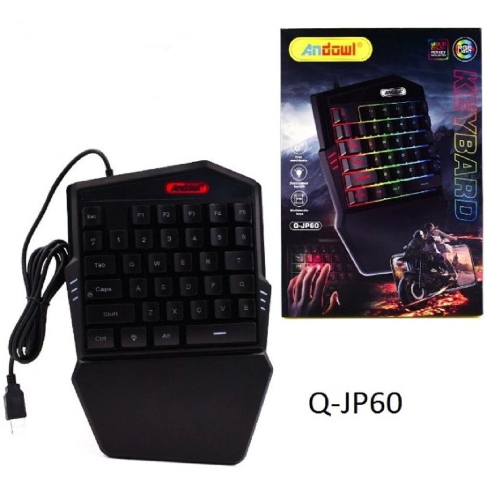 Trade Shop - Mini Tastiera Gioco Singola Usb Retroilluminazione Rgb A Una Mano Gaming Q-jp60 -