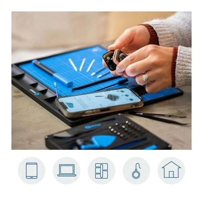 IFixit EU145491-1 FixMat Tappetino Magnetico Impilabile Antistatico con Stilo 30x25 cm colore Nero Blu Bianco