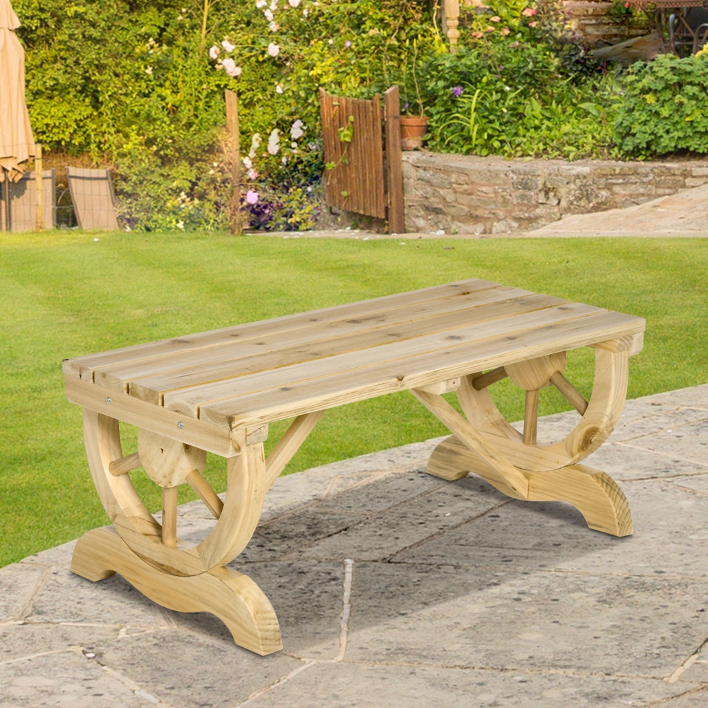 Panca da giardino rustica in legno per 2 persone 98 x 50 x 39;5 cm; naturale