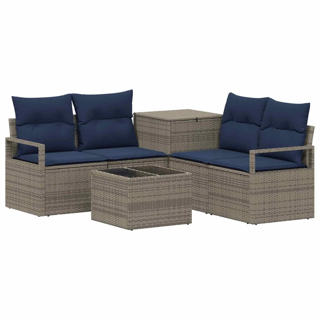 Set di divani 6 pz Grigio e Blu Navy Rattan sintetico e Acciaio 3447243