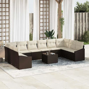 Set di divani con cuscino 11 pcs Marrone polyrattan 3346908