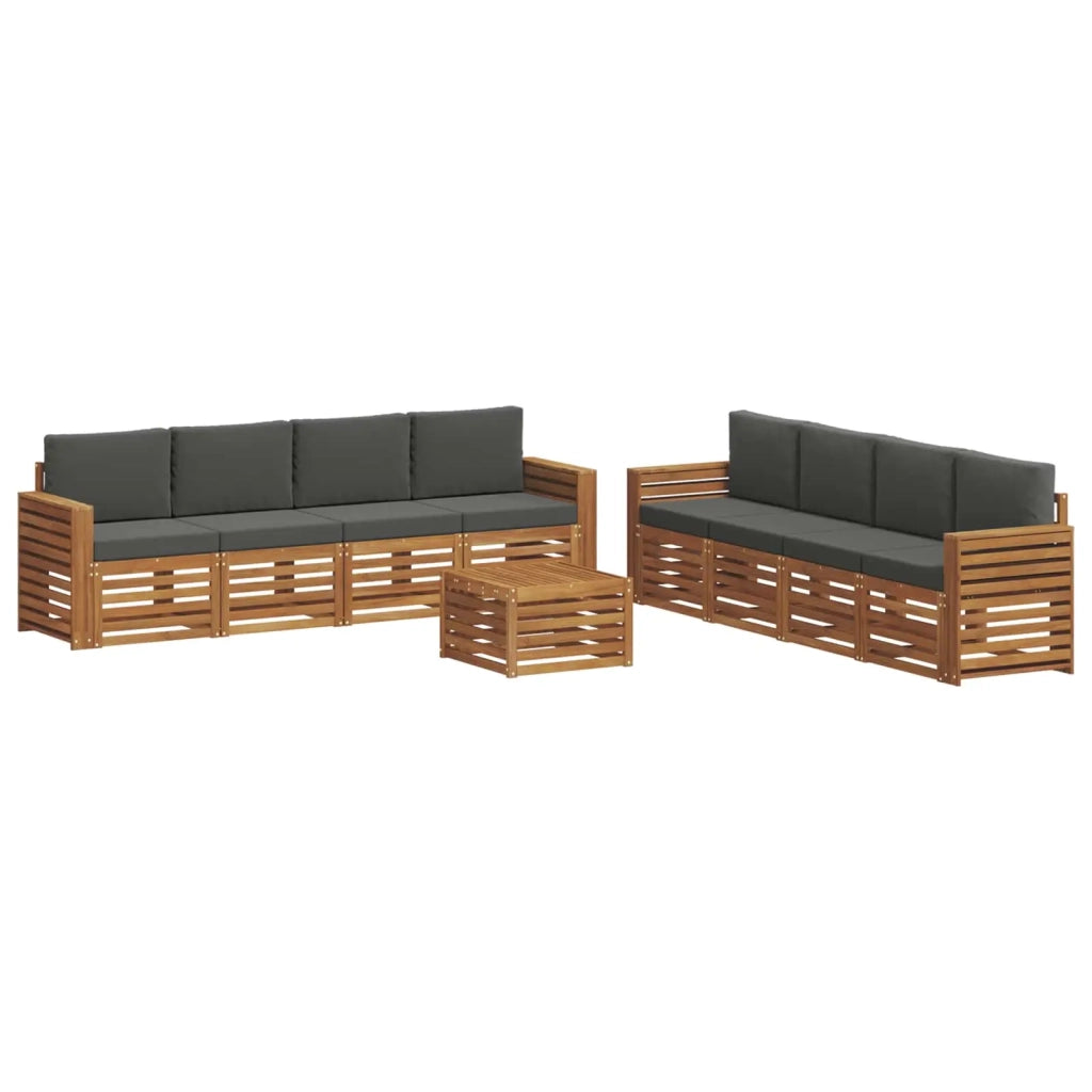Set divani 9 pcs Naturale e Antracite Legno di Acacia Massello 3374577