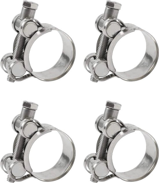 4 x Clip di allacciamento - Slangklemmen - Raggio di apertura 26-28 mm - acciaio inox - clip di giunto a cardano