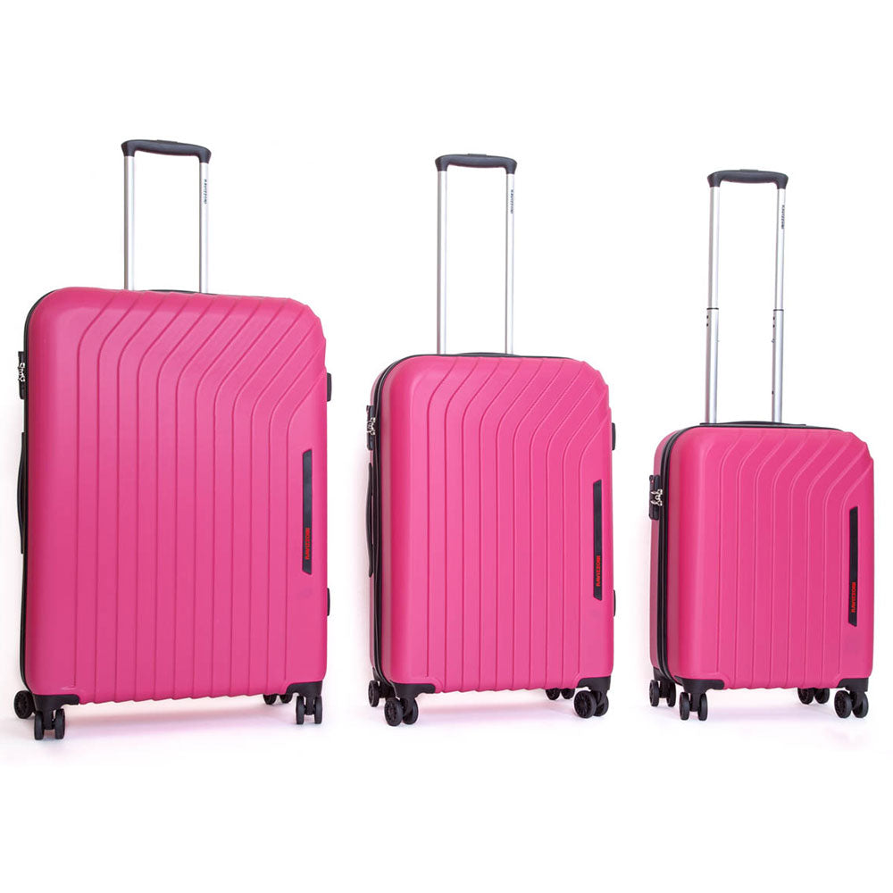 Set 3 Valigie Trolley Rigide in ABS 4 Ruote TSA Ravizzoni Cielo Fucsia