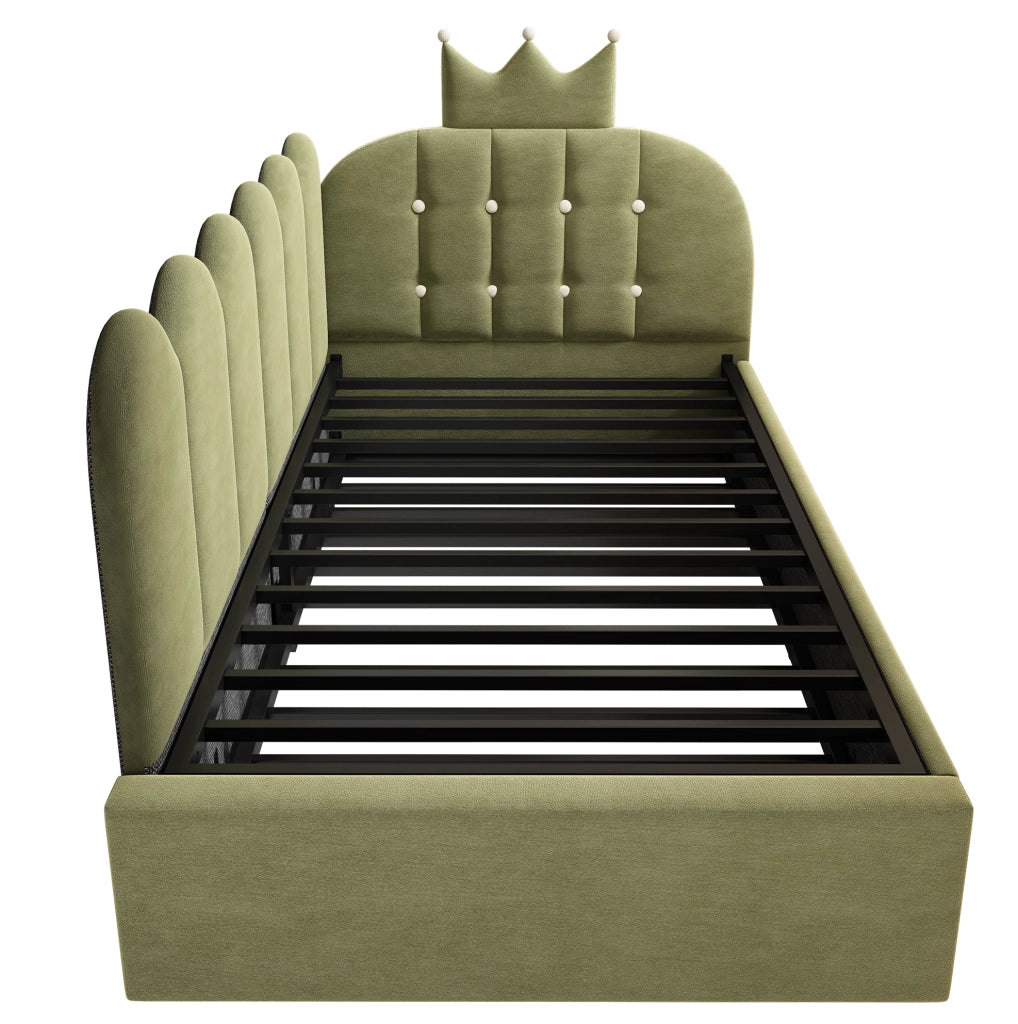 Letto daybed imbottito 90x200 cm con letto estraibile 90x190 cm verde