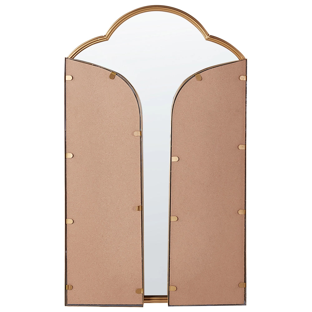 Specchio da tavolo Trifold in metallo dorato 87 x 77 cm Due ali laterali pieghevoli Make-up