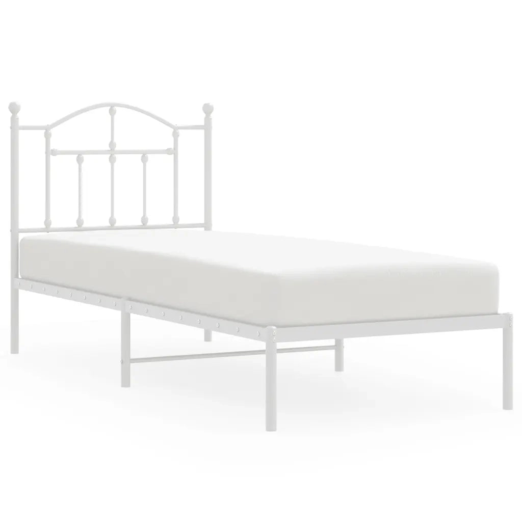 Giroletto con Testiera-Struttura Letto con testiera Metallo Bianco 90x190 cm 152427