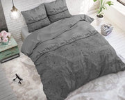 Duvet coperto in cotone - biancheria da letto Good Nuit My Chérie grigio - doppio 220 x 240 cm - con 2 cuscini 60 x 70 cm - duvet coperto in cotone di lusso 240 x 220 cm