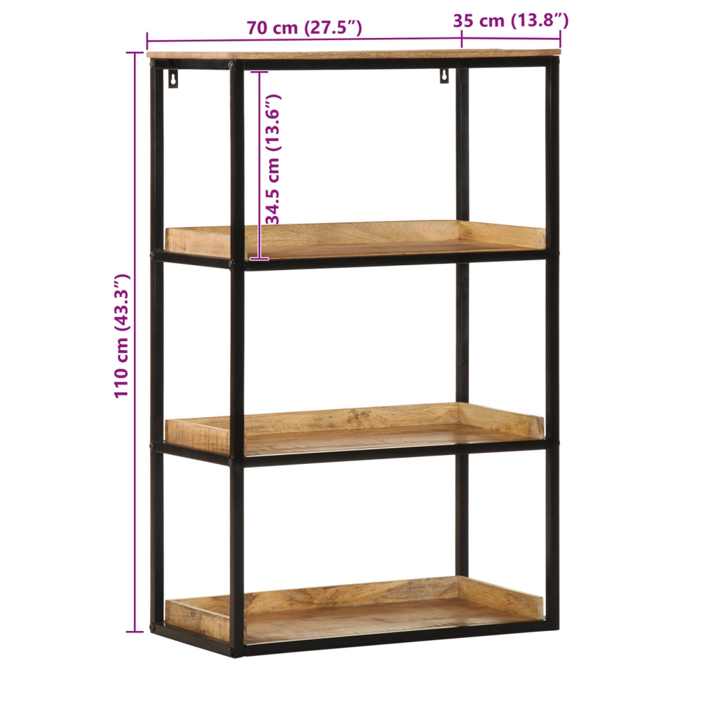 Libreria 70x35x110 cm Legno Massello di Mango Grezzo