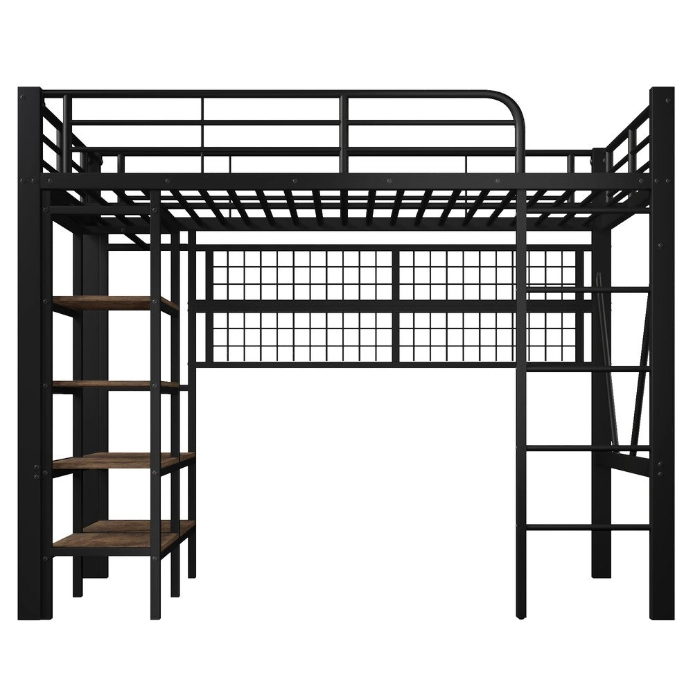 Letto a Soppalco con LED ¨C Xylo ¨C Metallo Nero 90x200 cm