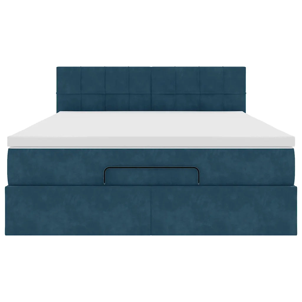 Struttura Letto Pouf con Materasso 140x190 cm in Velluto