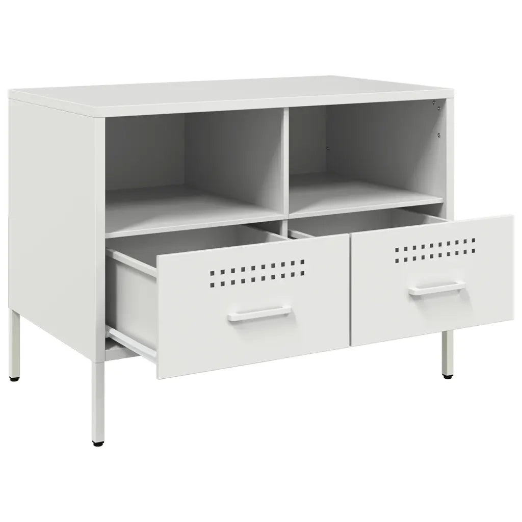 Mobili TV 2pz | Armadietto TV | Mobile Porta TV Bianchi 68x39x50,5 cm in Acciaio