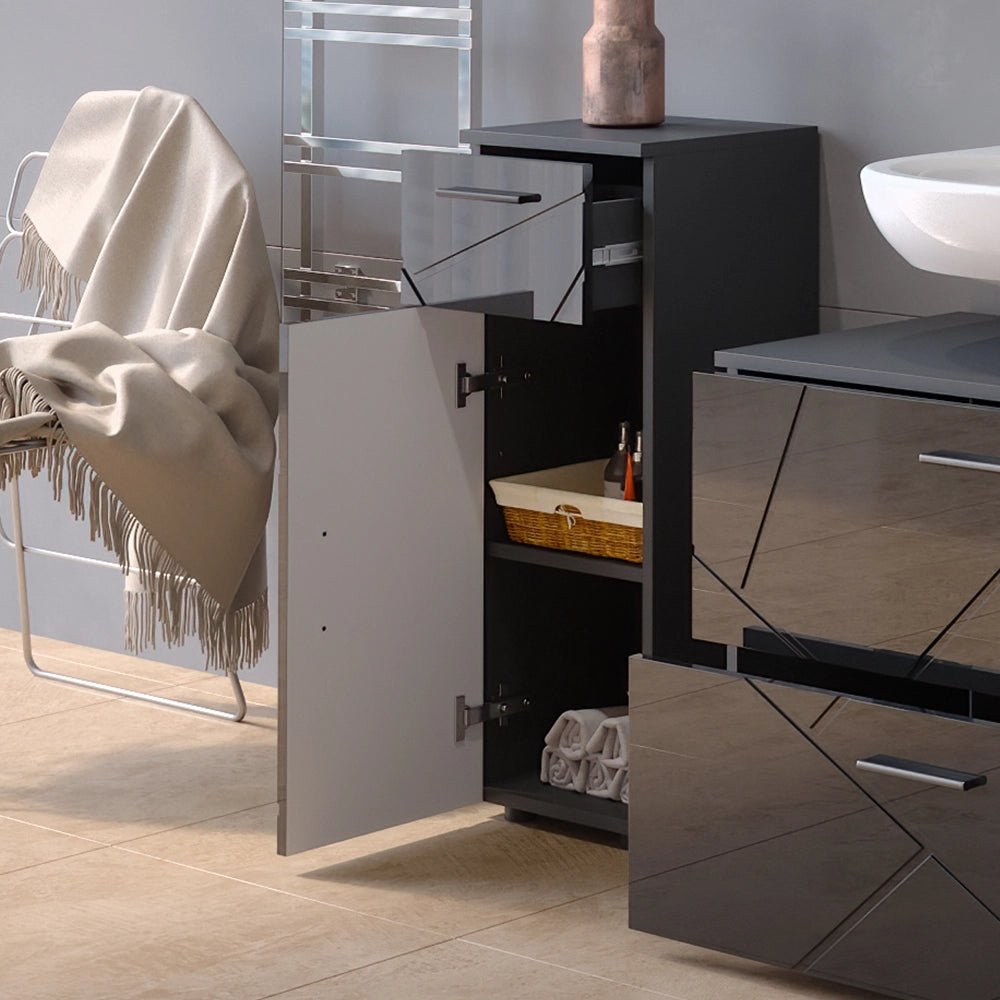 Mobiletto bagno Irma Antracite lucido 30 x 81 cm Vicco