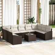 Set di Divani da Giardino a 9 Pezzi con Cuscini Grigio Polyrattan