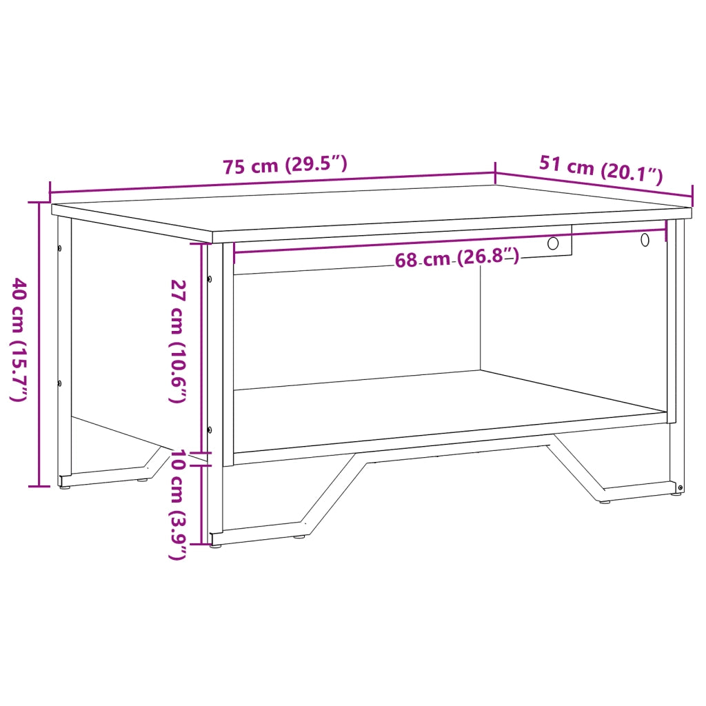 Tavolino da Salotto Nero 75x51x40 cm in Legno Multistrato 848484