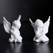 Angelo dormiente in cera da interno ed esterno decorazione per casa, scultura carina e affascinante, 10 cm (bianco)
