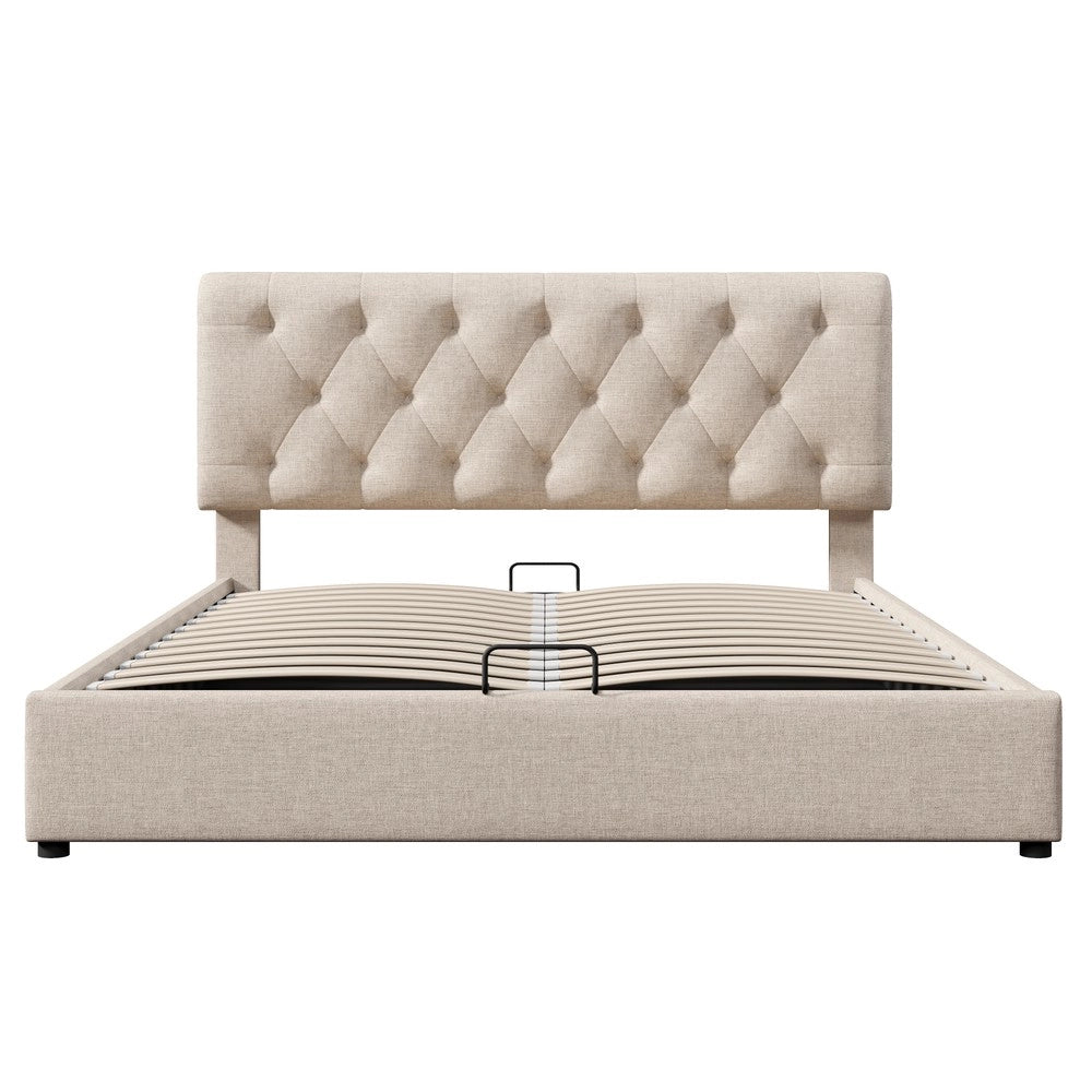 Letto Contenitore Matrimoniale Imbottito con Materasso ¨C MINIMAL ¨C 160x200, Testiera Regolabile, Rete a Doghe