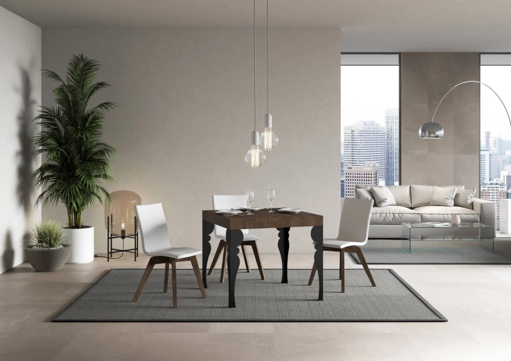 Tavolo allungabile 90x90/246 cm Paxor Noce telaio Antracite