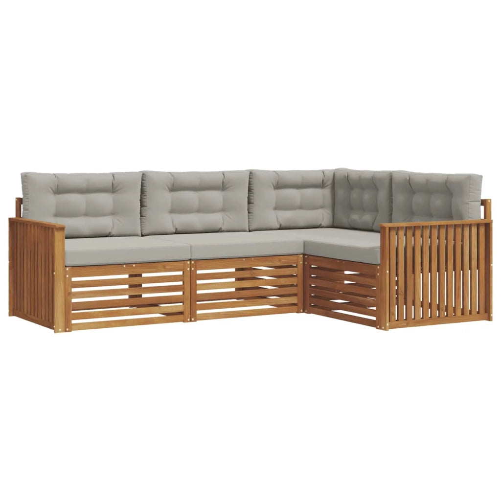 Set di divani da esterno 4 pcs Grigio Naturale e Chiaro