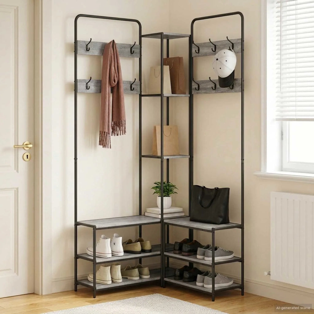 Appendiabiti con panca per scarpe Sonoma grigio 8012047