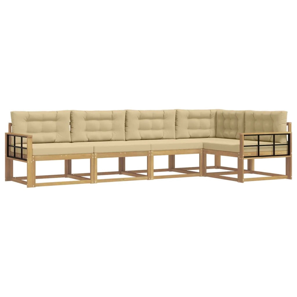 Set di divani da esterno 4 pcs Bianco e Beige Poliestere