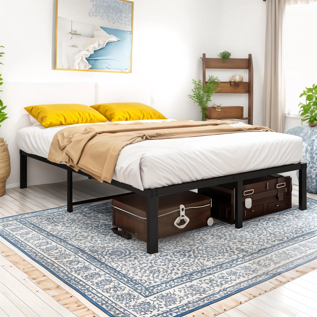 LETTO in metallo 140x200 cm nero con spazio contenitore