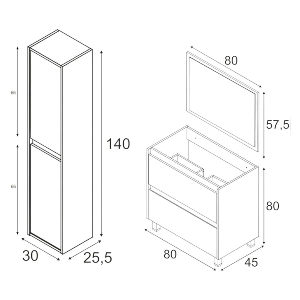 Moncalvo, set Mobili Bagno Specchio Incluso, Marrone Quercia