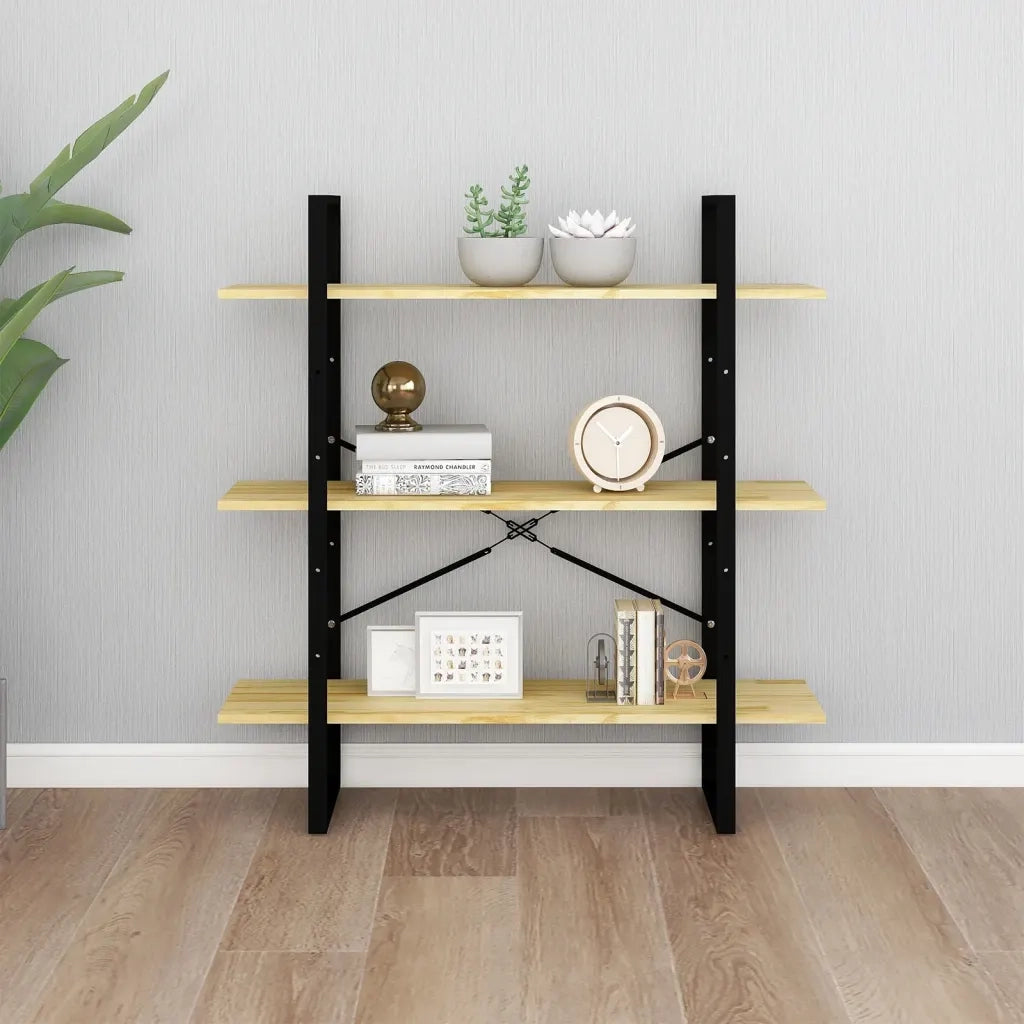 Libreria a 3 Ripiani 100x30x105 cm in Legno Massello di Pino cod mxl 18349
