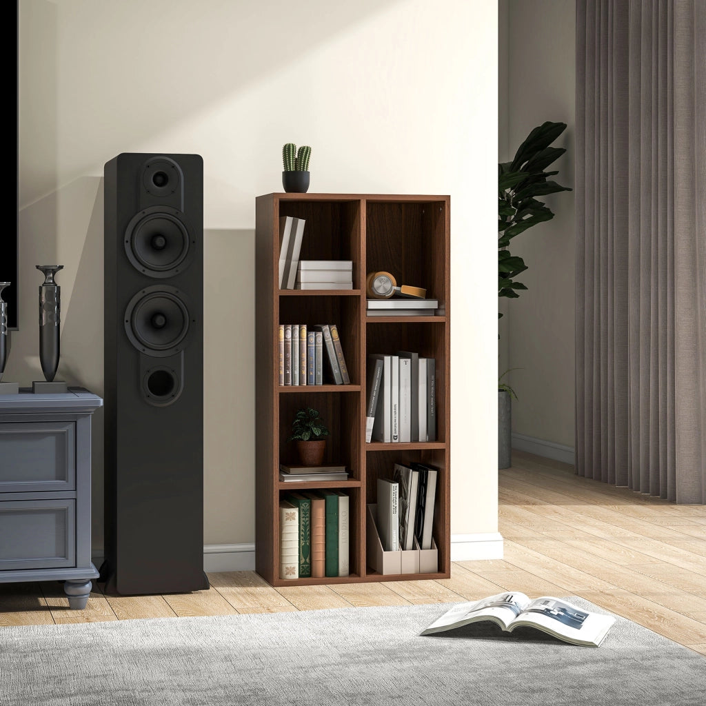 Libreria a Cubi 50x24x106 cm Vani a Giorno di Diverse Dimensioni Rivestimento in Melamina Color Noce
