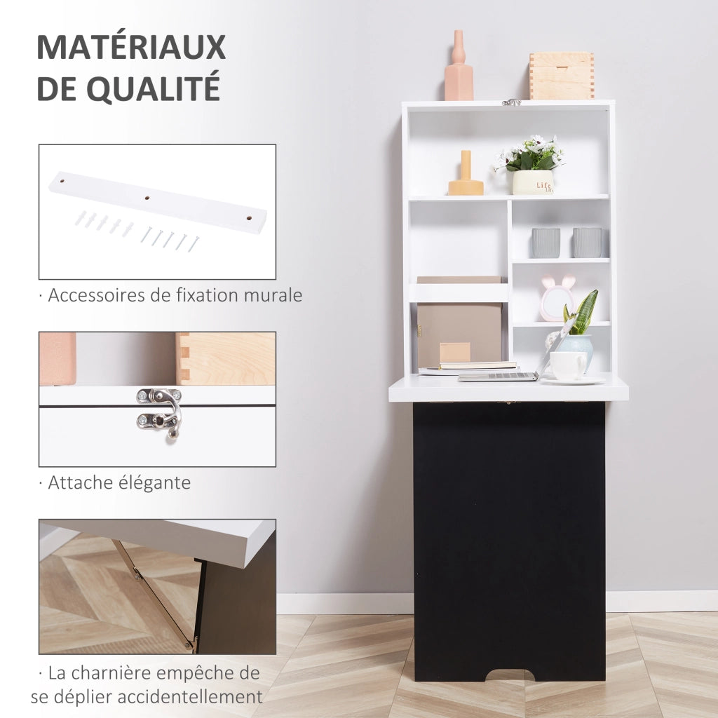 Scrivania Pieghevole a Muro con Lavagna ¨C Xylo ¨C Bianco MDF
