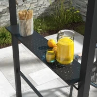 Gazebo per Barbecue, 2 Ripiani Laterali, Ganci, Telaio in Acciaio, 1.1 x 2.3m, Cachi