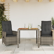 Set da BistrÃ² 3 pz con Cuscini Grigio in Polyrattan